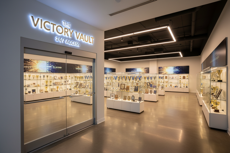 Unlock Achievements 24/7
The Victory Vault, where your hard-earned success awaits! Our 24/7 accessible showroom and pickup area lets you claim your glory on your time. Whether you're swinging by after hours or on your way to the big event, the Victory Vault ensures that your shining moment is always within reach.
